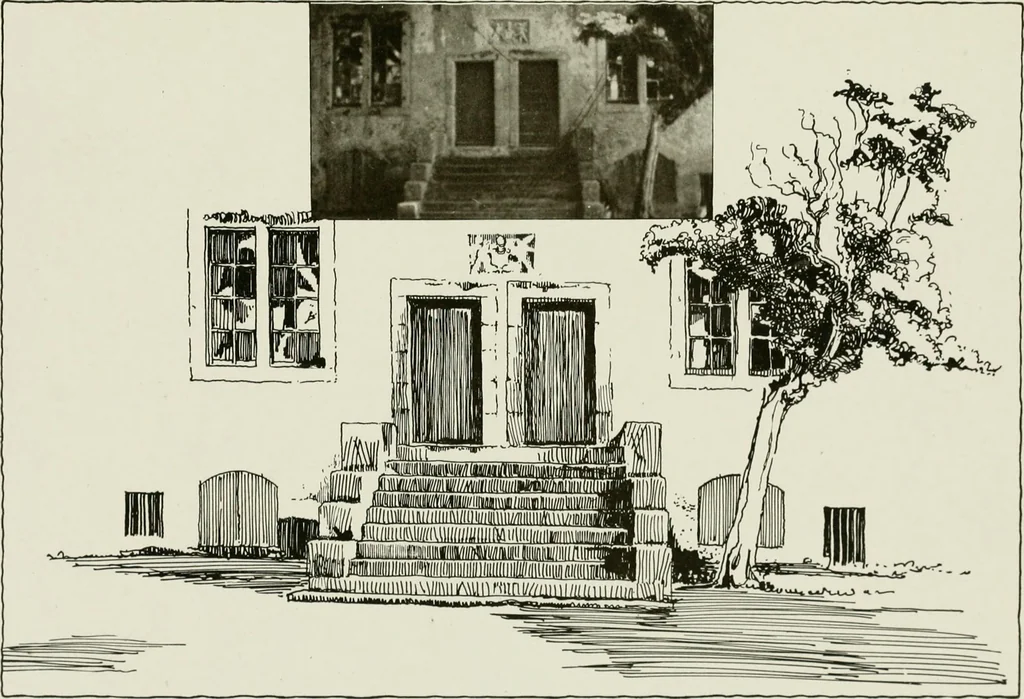 An illustration from Small French buildings; the architecture of town and country, comprising cottages, farmhouses, minor chateaux or manors with their farm groups, small town dwellings, and a few churches, 1921, leaf 276
