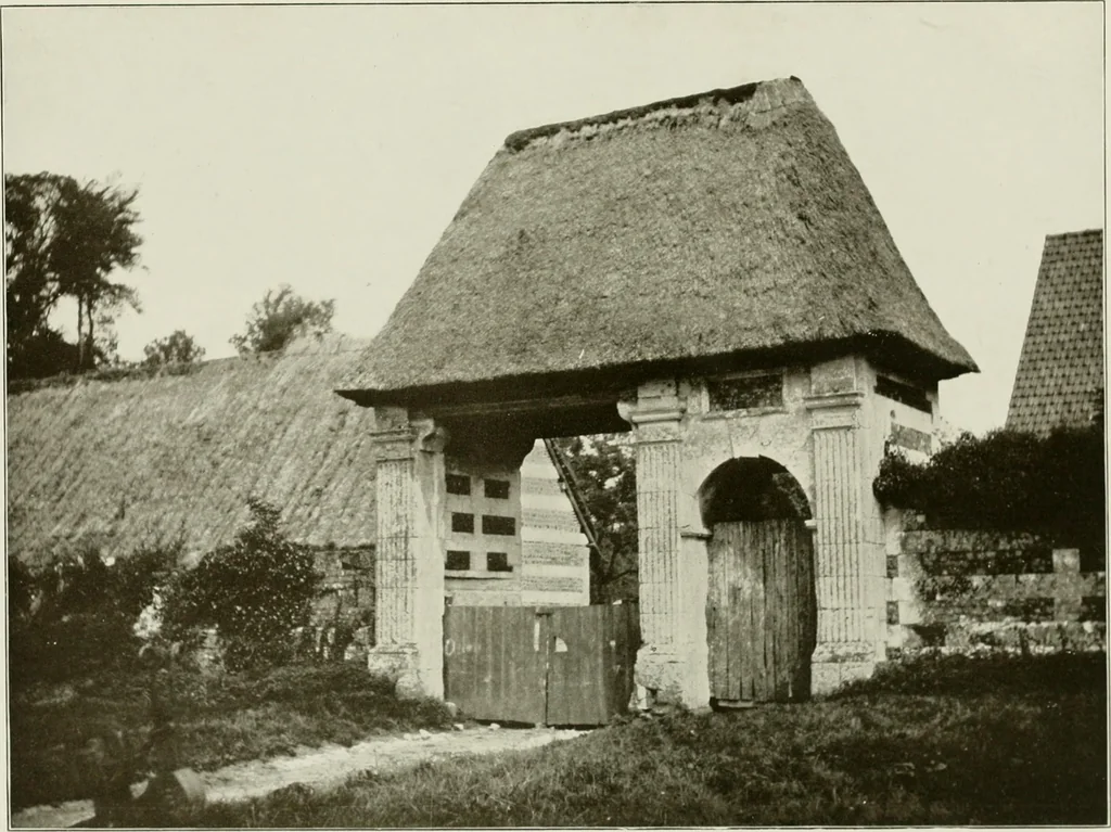 An illustration from Small French buildings; the architecture of town and country, comprising cottages, farmhouses, minor chateaux or manors with their farm groups, small town dwellings, and a few churches, 1921, leaf 280