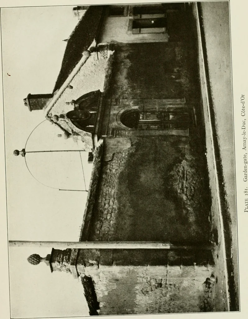 An illustration from Small French buildings; the architecture of town and country, comprising cottages, farmhouses, minor chateaux or manors with their farm groups, small town dwellings, and a few churches, 1921, leaf 290