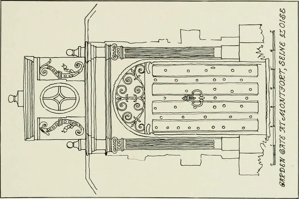 An illustration from Small French buildings; the architecture of town and country, comprising cottages, farmhouses, minor chateaux or manors with their farm groups, small town dwellings, and a few churches, 1921, leaf 292