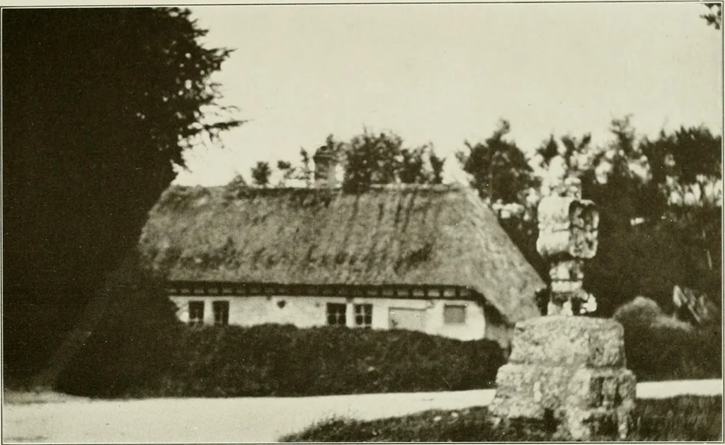 An illustration from Small French buildings; the architecture of town and country, comprising cottages, farmhouses, minor chateaux or manors with their farm groups, small town dwellings, and a few churches, 1921, leaf 38
