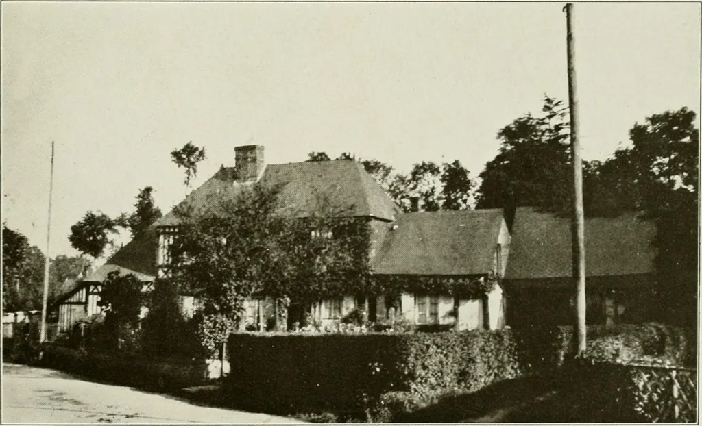 An illustration from Small French buildings; the architecture of town and country, comprising cottages, farmhouses, minor chateaux or manors with their farm groups, small town dwellings, and a few churches, 1921, leaf 38