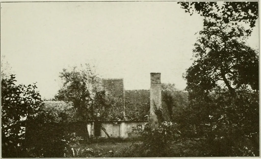 An illustration from Small French buildings; the architecture of town and country, comprising cottages, farmhouses, minor chateaux or manors with their farm groups, small town dwellings, and a few churches, 1921, leaf 44
