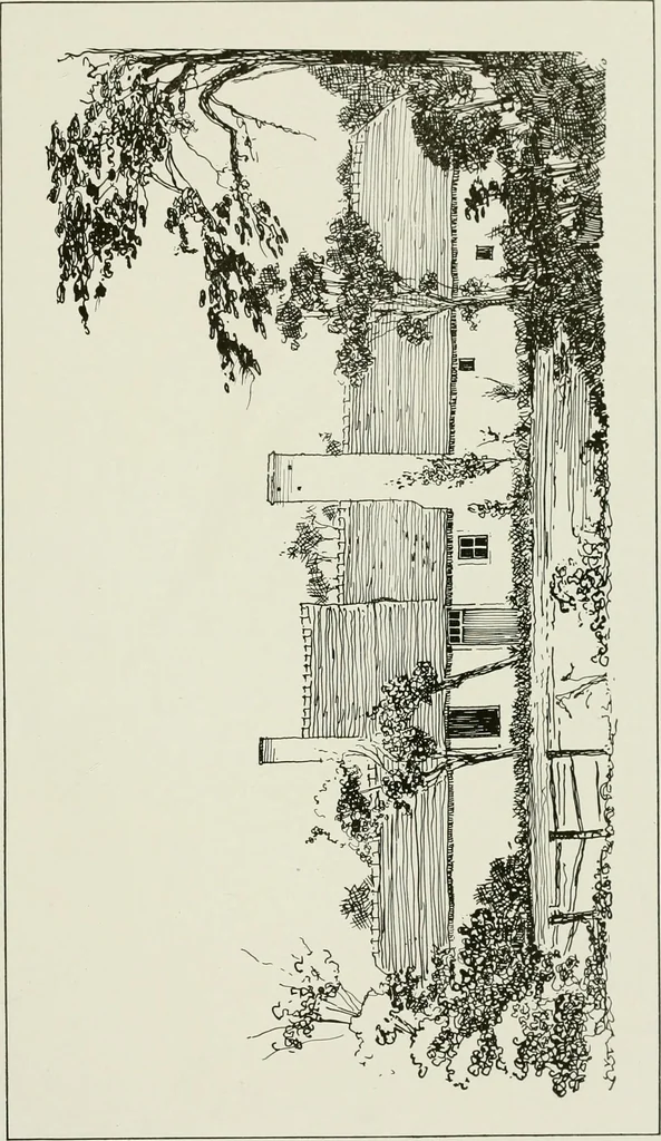 An illustration from Small French buildings; the architecture of town and country, comprising cottages, farmhouses, minor chateaux or manors with their farm groups, small town dwellings, and a few churches, 1921, leaf 46