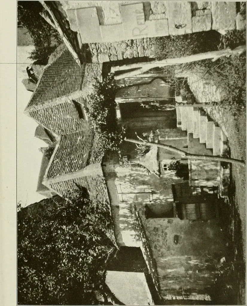 An illustration from Small French buildings; the architecture of town and country, comprising cottages, farmhouses, minor chateaux or manors with their farm groups, small town dwellings, and a few churches, 1921, leaf 62