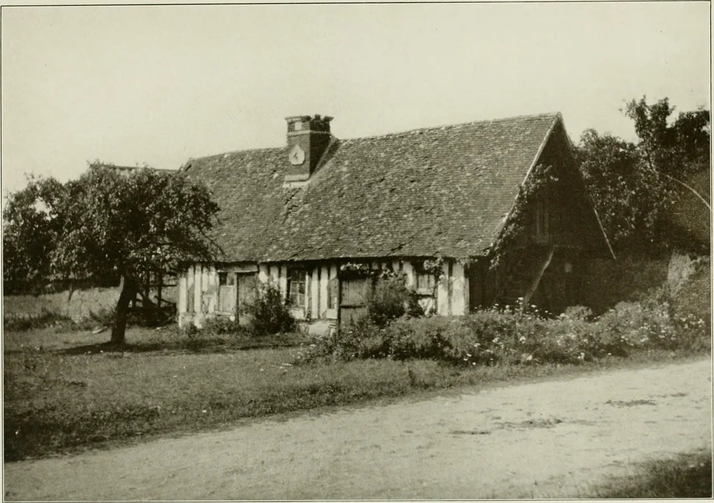 An illustration from Small French buildings; the architecture of town and country, comprising cottages, farmhouses, minor chateaux or manors with their farm groups, small town dwellings, and a few churches, 1921, leaf 66