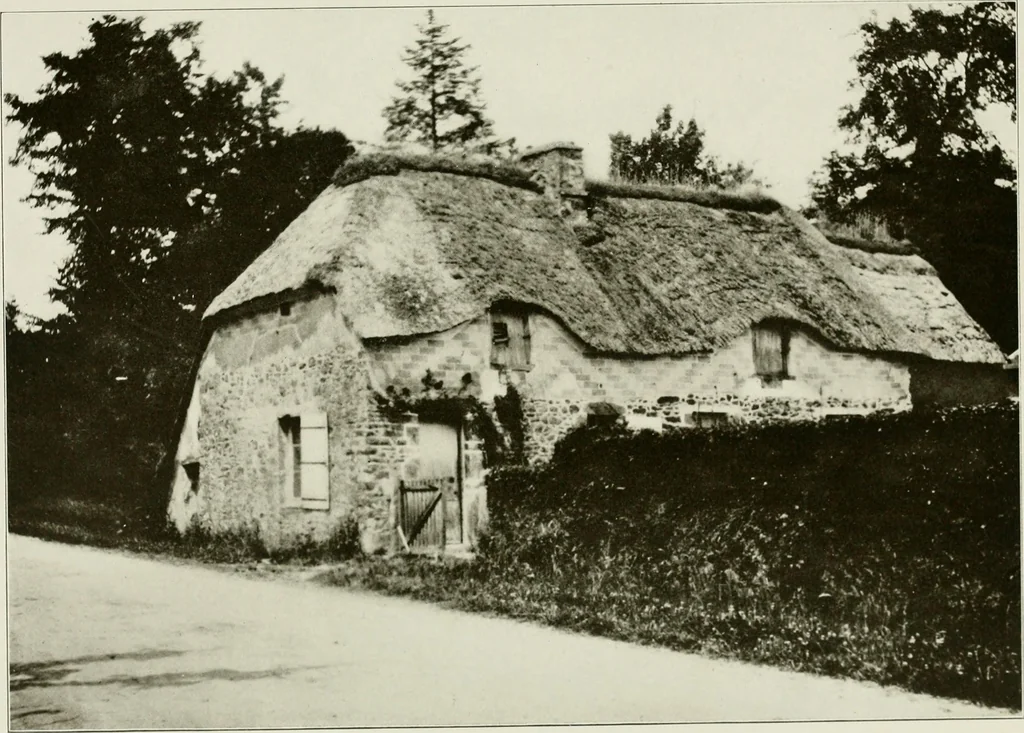 An illustration from Small French buildings; the architecture of town and country, comprising cottages, farmhouses, minor chateaux or manors with their farm groups, small town dwellings, and a few churches, 1921, leaf 68