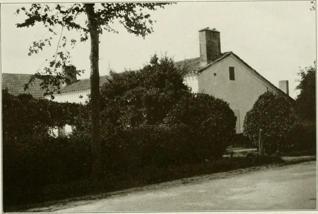 An illustration from Small French buildings; the architecture of town and country, comprising cottages, farmhouses, minor chateaux or manors with their farm groups, small town dwellings, and a few churches, 1921, leaf 76