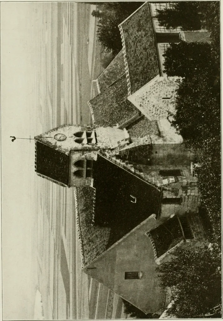 An illustration from Small French buildings; the architecture of town and country, comprising cottages, farmhouses, minor chateaux or manors with their farm groups, small town dwellings, and a few churches, 1921, leaf 90