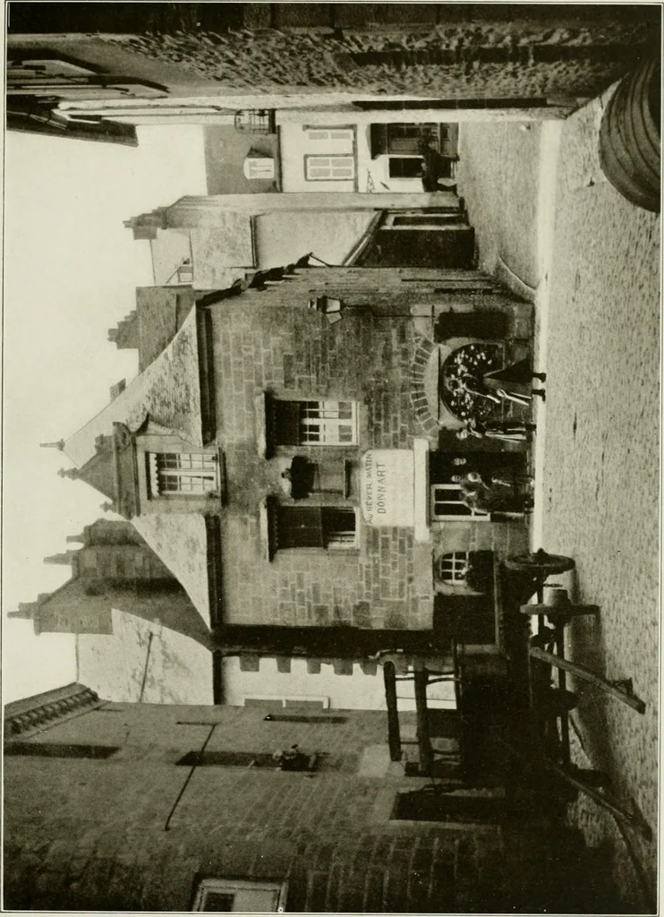 An illustration from Small French buildings; the architecture of town and country, comprising cottages, farmhouses, minor chateaux or manors with their farm groups, small town dwellings, and a few churches, 1921, leaf 94