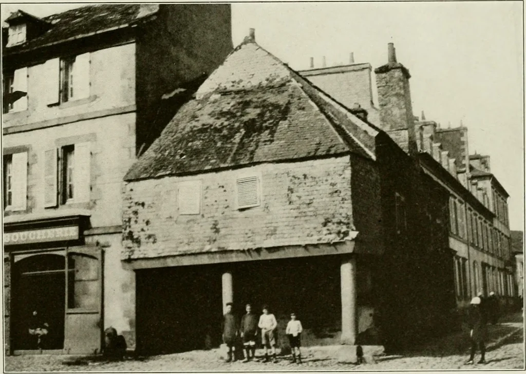 An illustration from Small French buildings; the architecture of town and country, comprising cottages, farmhouses, minor chateaux or manors with their farm groups, small town dwellings, and a few churches, 1921, leaf 98