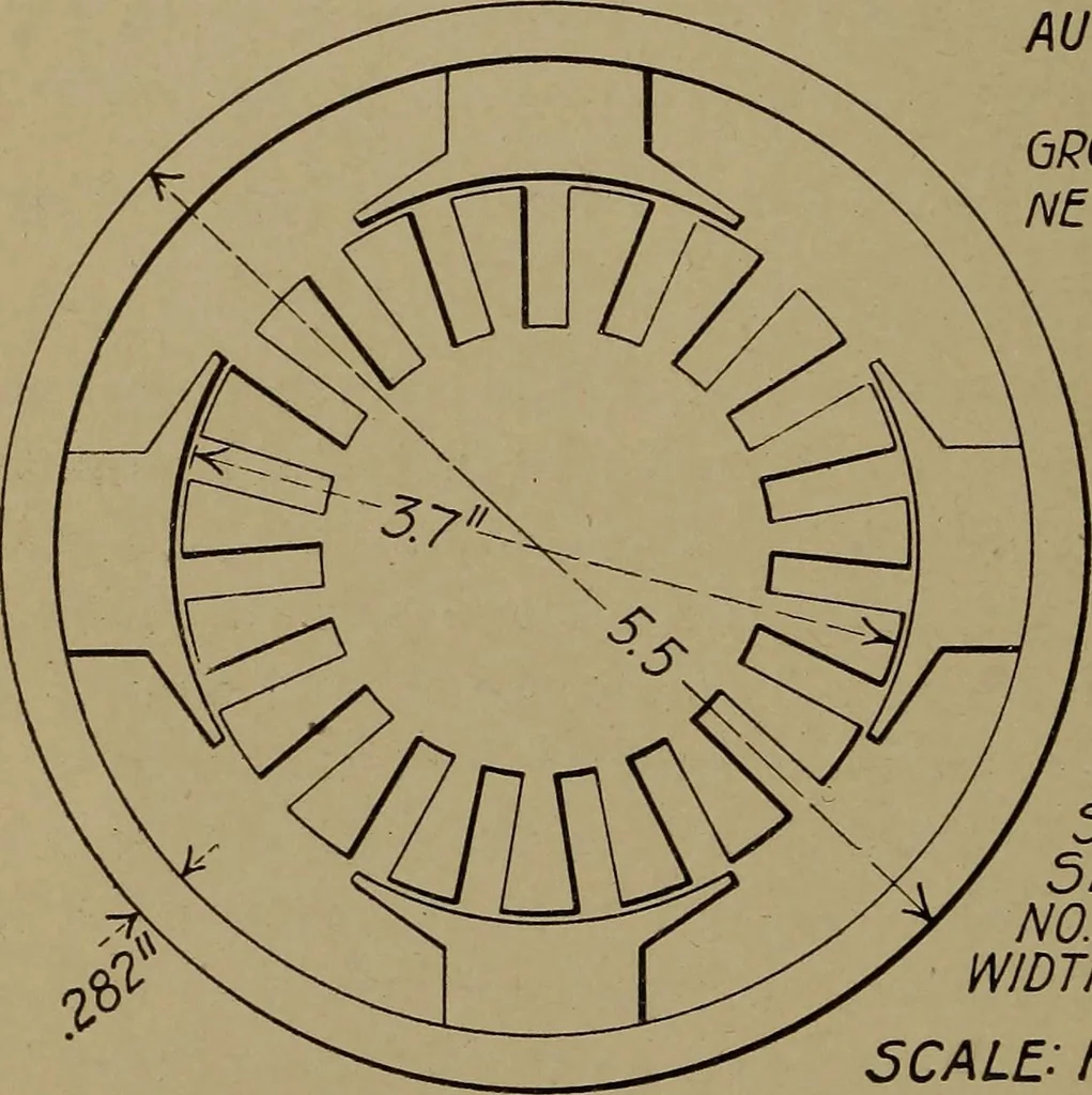 An illustration from Small motors, transformers, electromagnets; a practical presentation of design and construction data for small motors, small low- and high-tension transformers, electromagnets, and induction coils, 1920, leaf 131
