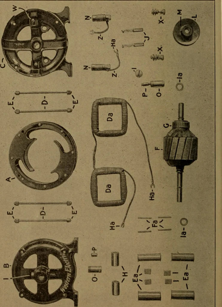 An illustration from Small motors, transformers, electromagnets; a practical presentation of design and construction data for small motors, small low- and high-tension transformers, electromagnets, and induction coils, 1920, leaf 17