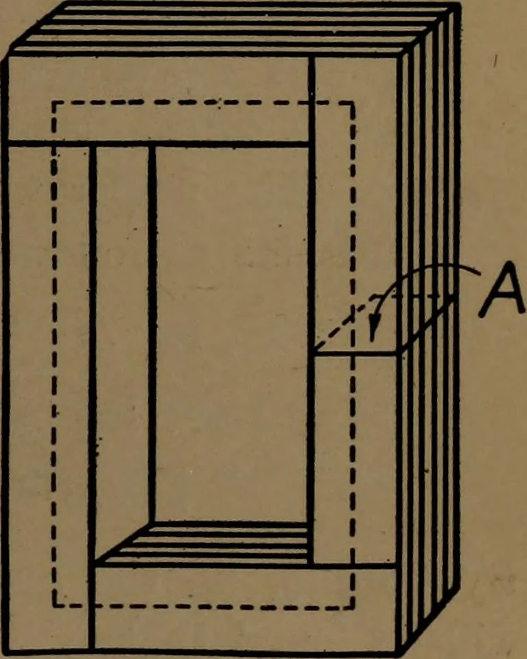 An illustration from Small motors, transformers, electromagnets; a practical presentation of design and construction data for small motors, small low- and high-tension transformers, electromagnets, and induction coils, 1920, leaf 186