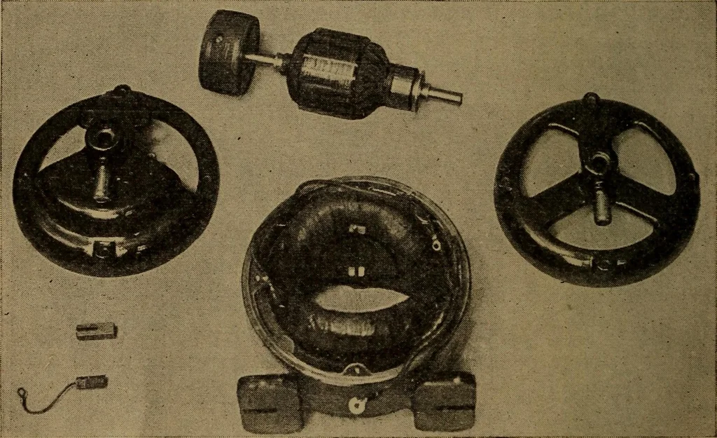 An illustration from Small motors, transformers, electromagnets; a practical presentation of design and construction data for small motors, small low- and high-tension transformers, electromagnets, and induction coils, 1920, leaf 19