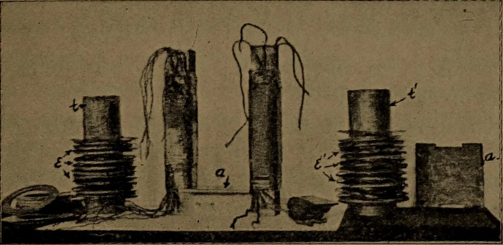 An illustration from Small motors, transformers, electromagnets; a practical presentation of design and construction data for small motors, small low- and high-tension transformers, electromagnets, and induction coils, 1920, leaf 202