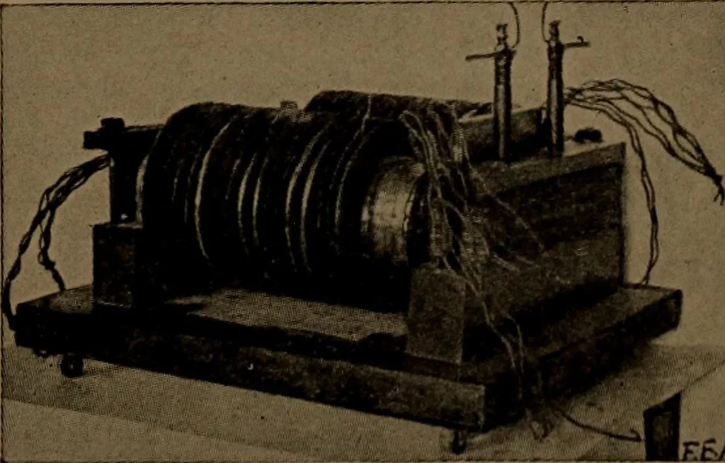 An illustration from Small motors, transformers, electromagnets; a practical presentation of design and construction data for small motors, small low- and high-tension transformers, electromagnets, and induction coils, 1920, leaf 202
