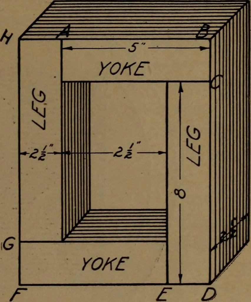 An illustration from Small motors, transformers, electromagnets; a practical presentation of design and construction data for small motors, small low- and high-tension transformers, electromagnets, and induction coils, 1920, leaf 230