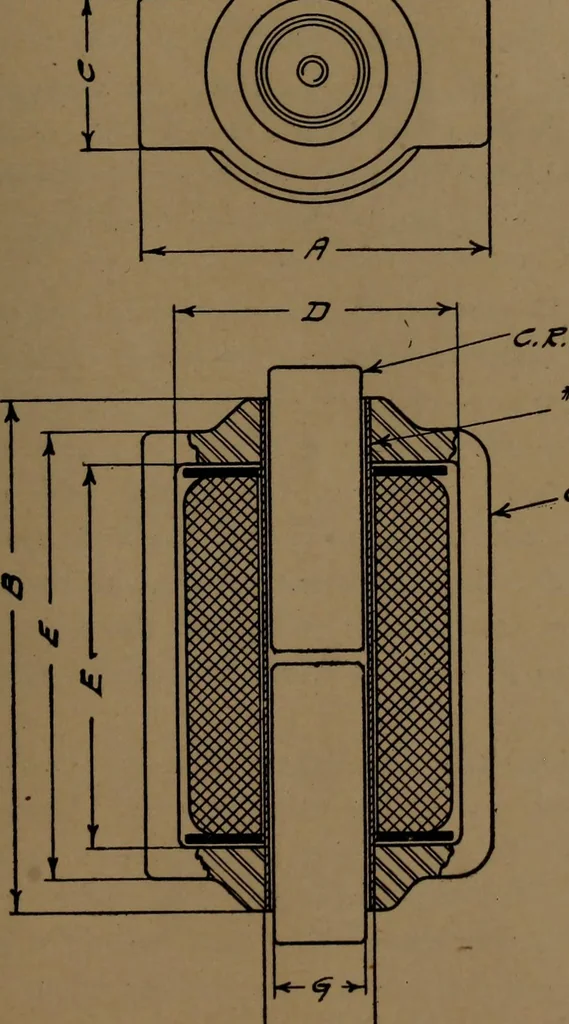 An illustration from Small motors, transformers, electromagnets; a practical presentation of design and construction data for small motors, small low- and high-tension transformers, electromagnets, and induction coils, 1920, leaf 282