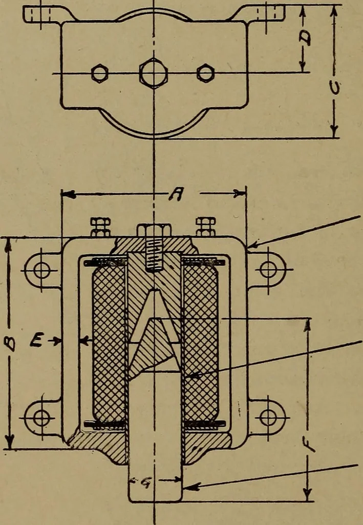 An illustration from Small motors, transformers, electromagnets; a practical presentation of design and construction data for small motors, small low- and high-tension transformers, electromagnets, and induction coils, 1920, leaf 291