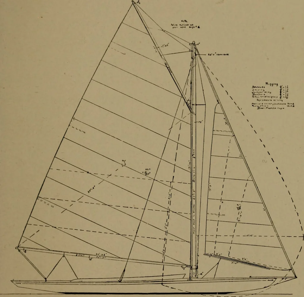 An illustration from The small yacht, its management and handling for racing and sailing, with chapters on construction, 1909, leaf 50