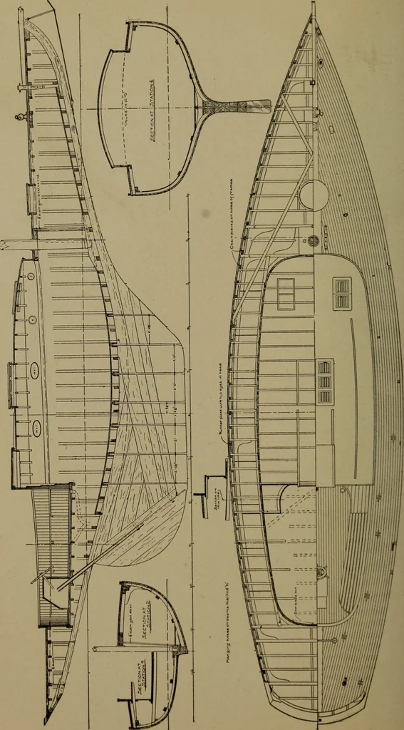 An illustration from The small yacht, its management and handling for racing and sailing, with chapters on construction, 1909, leaf 75