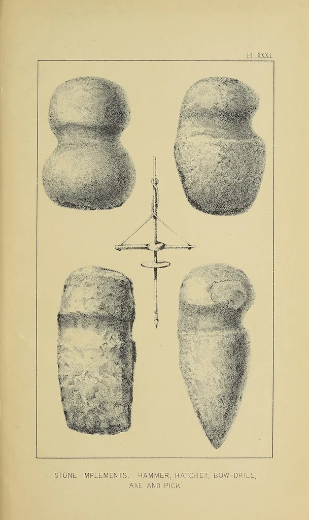 An illustration from The snake-dance of the Moquis of Arizona : being a narrative of a journey from Santa Fé, New Mexico, to the villages of the Moqui Indians of Arizona, with a description of the manners and customs of this peculiar people, and especially of the revolting religious rite, the snake-dance ; to which is added a brief dissertation upon serpent-worship in general, with an account of the tablet dance of the pueblo of Santo Domingo, New Mexico, etc., 1884, leaf 493