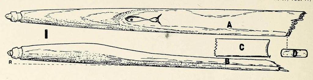 An illustration from Snow-snake as played by the Seneca-Iroquois, 1909, leaf 8