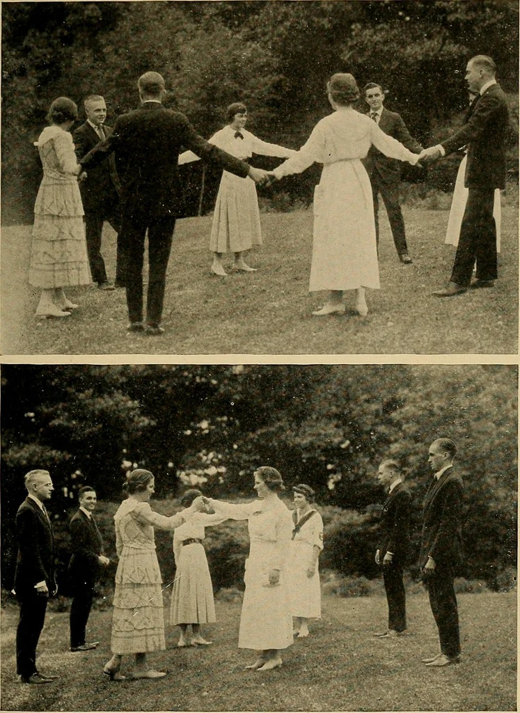 An illustration from Social games and group dances; a collection of games and dances suitable for community and social use, 1919, leaf 168