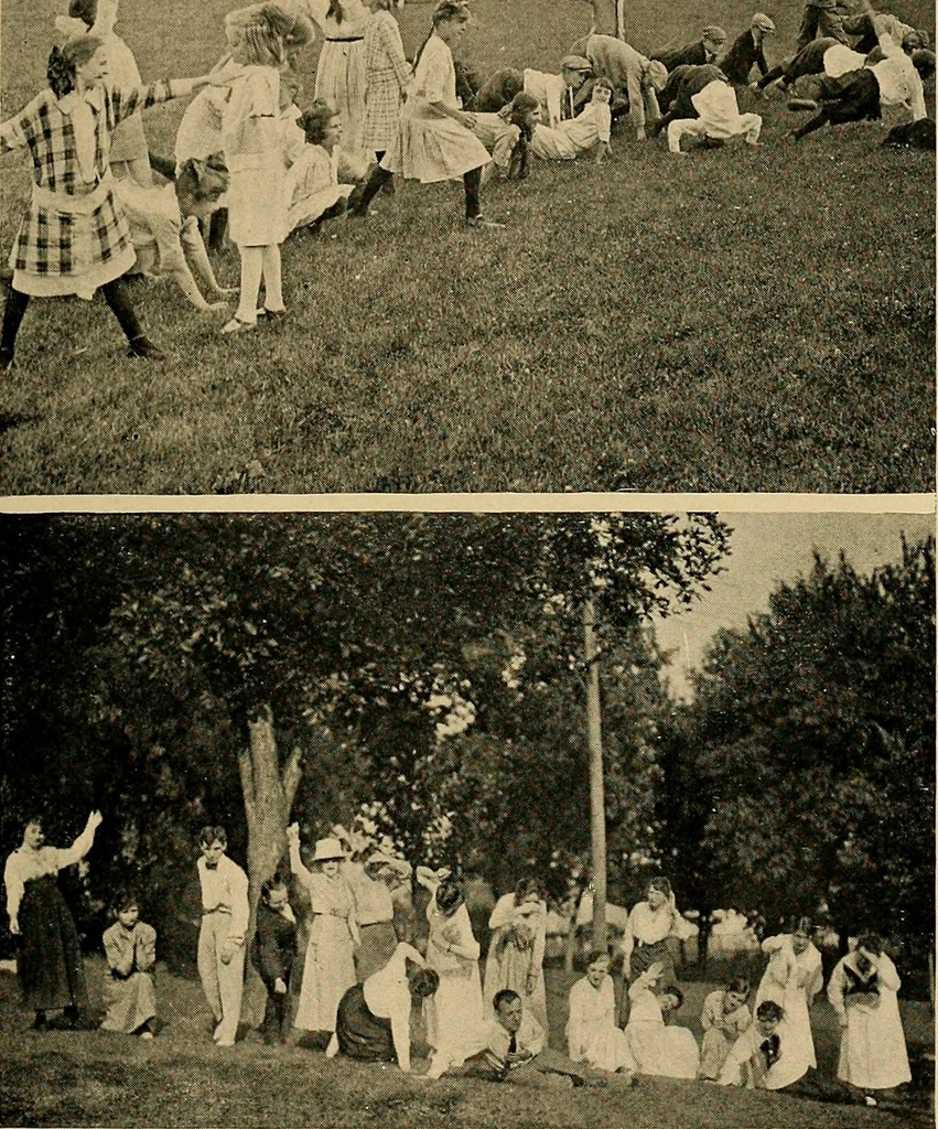 An illustration from Social games and group dances; a collection of games and dances suitable for community and social use, 1919, leaf 56