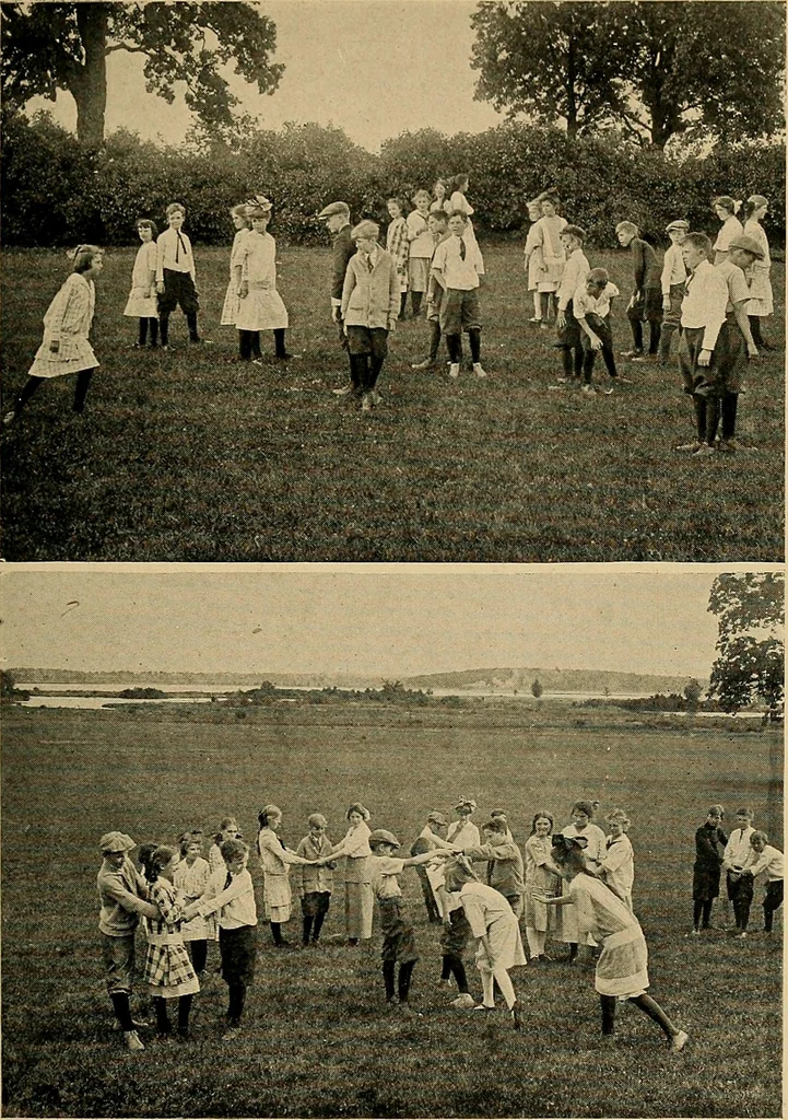 An illustration from Social games and group dances; a collection of games and dances suitable for community and social use, 1919, leaf 64