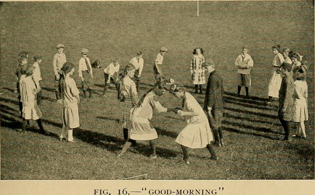 An illustration from Social games and group dances; a collection of games and dances suitable for community and social use, 1919, leaf 72