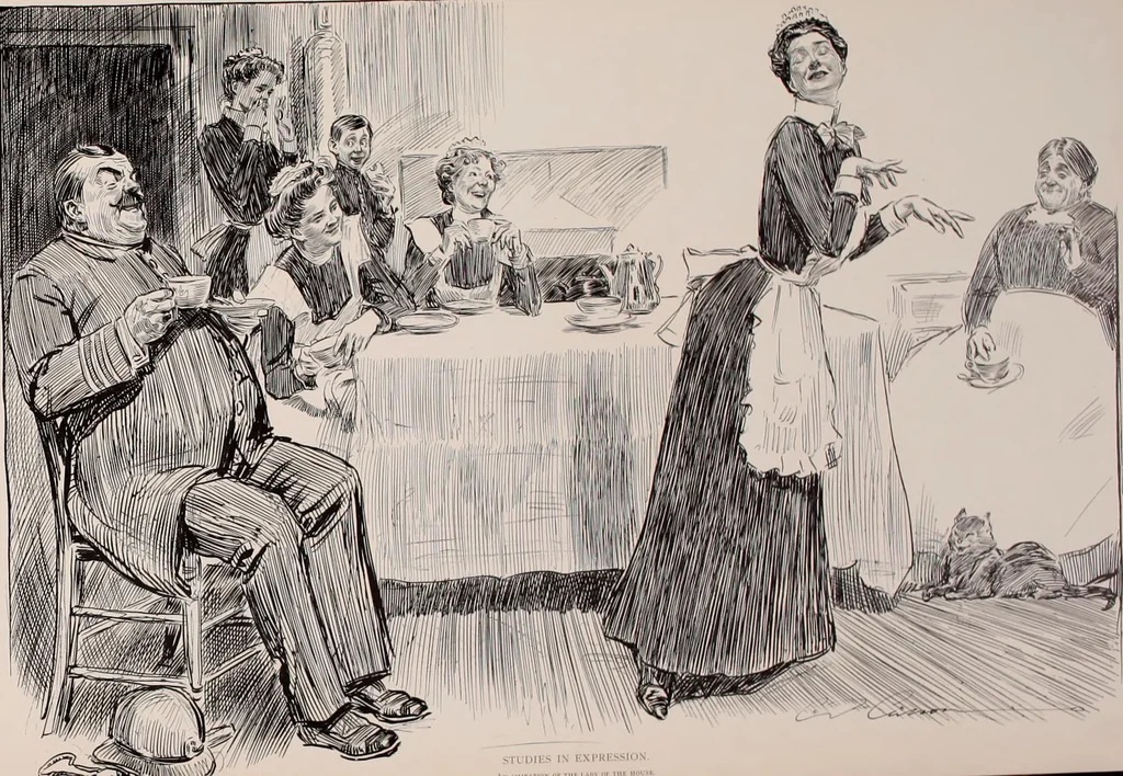 An illustration from Social ladder / drawings by Charles Dana Gibson., 1902, leaf 10