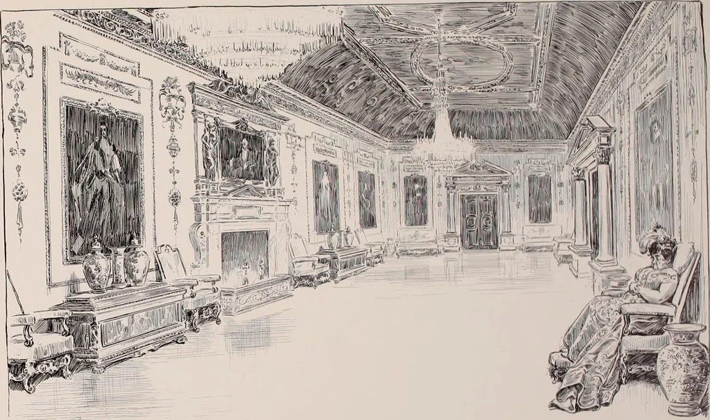 An illustration from Social ladder / drawings by Charles Dana Gibson., 1902, leaf 12