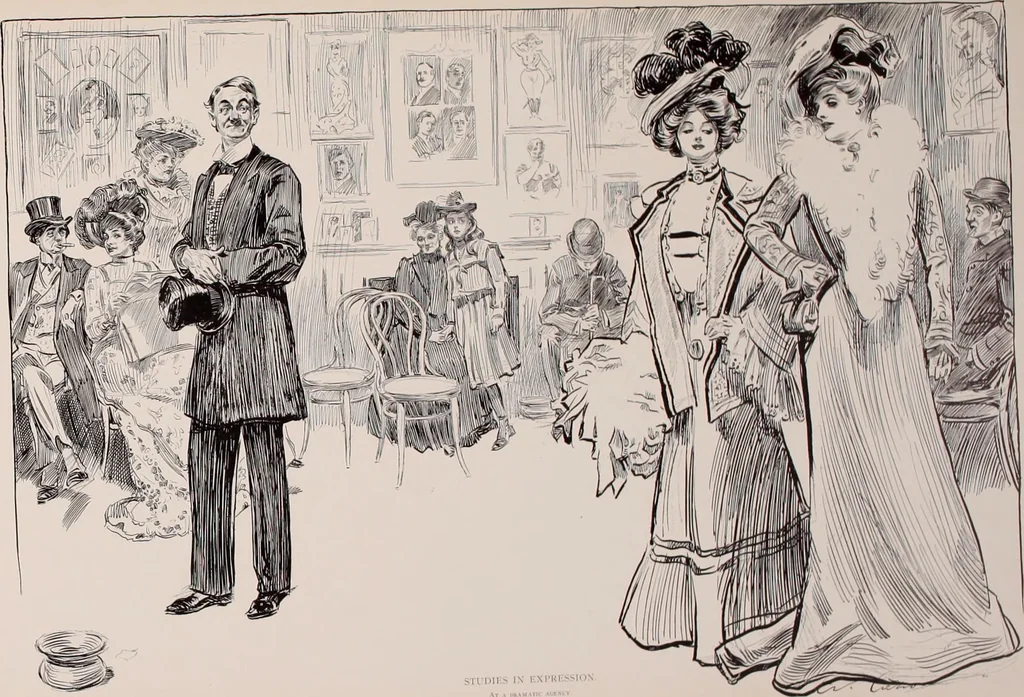 An illustration from Social ladder / drawings by Charles Dana Gibson., 1902, leaf 18