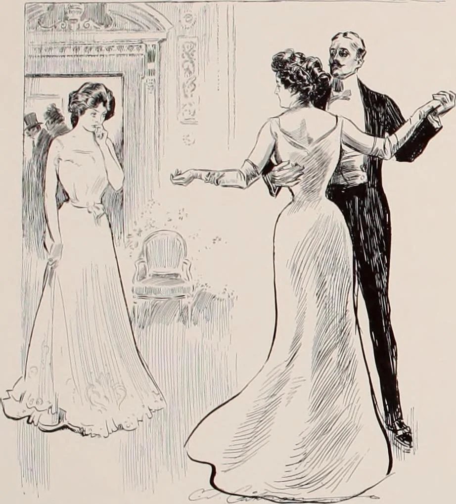 An illustration from Social ladder / drawings by Charles Dana Gibson., 1902, leaf 19