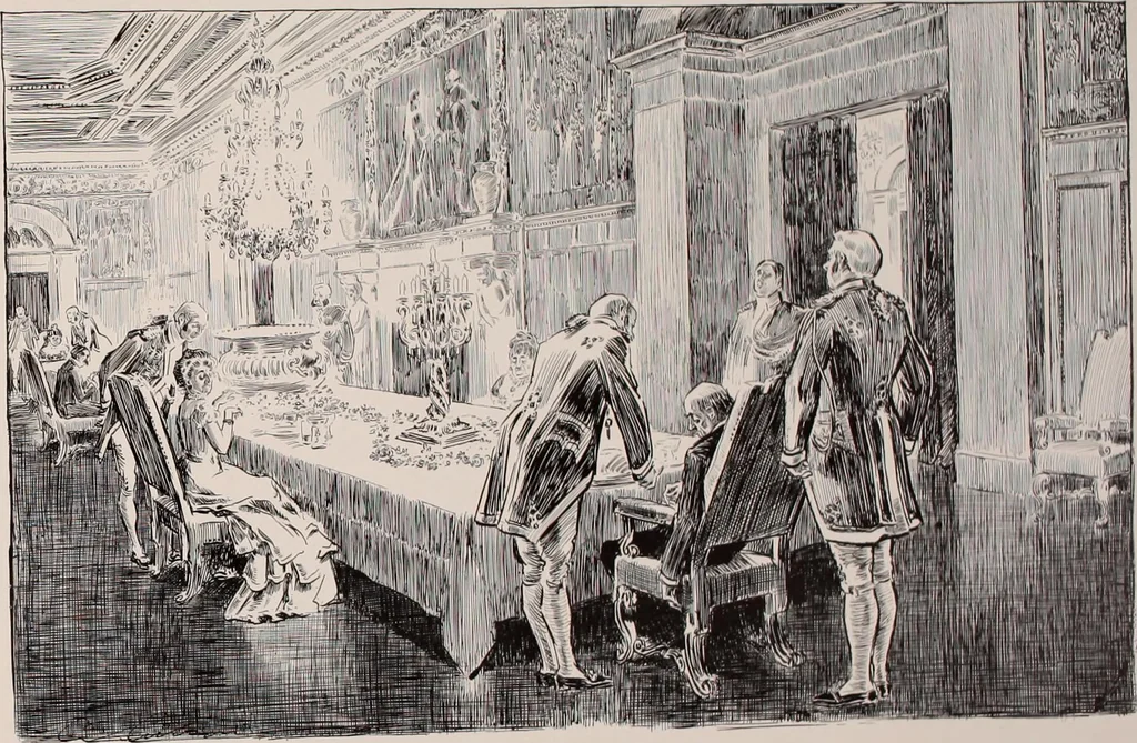 An illustration from Social ladder / drawings by Charles Dana Gibson., 1902, leaf 20