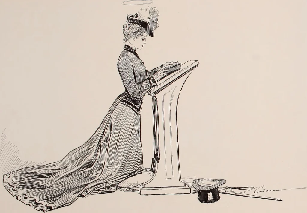An illustration from Social ladder / drawings by Charles Dana Gibson., 1902, leaf 21