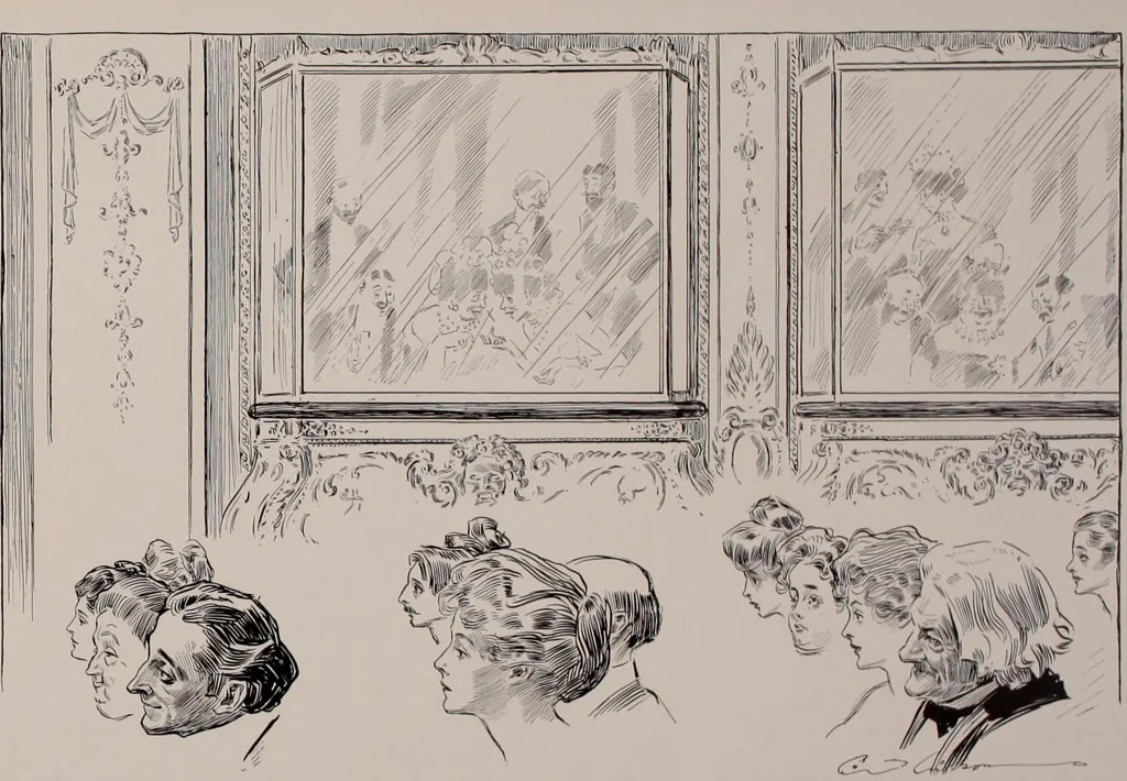 An illustration from Social ladder / drawings by Charles Dana Gibson., 1902, leaf 28