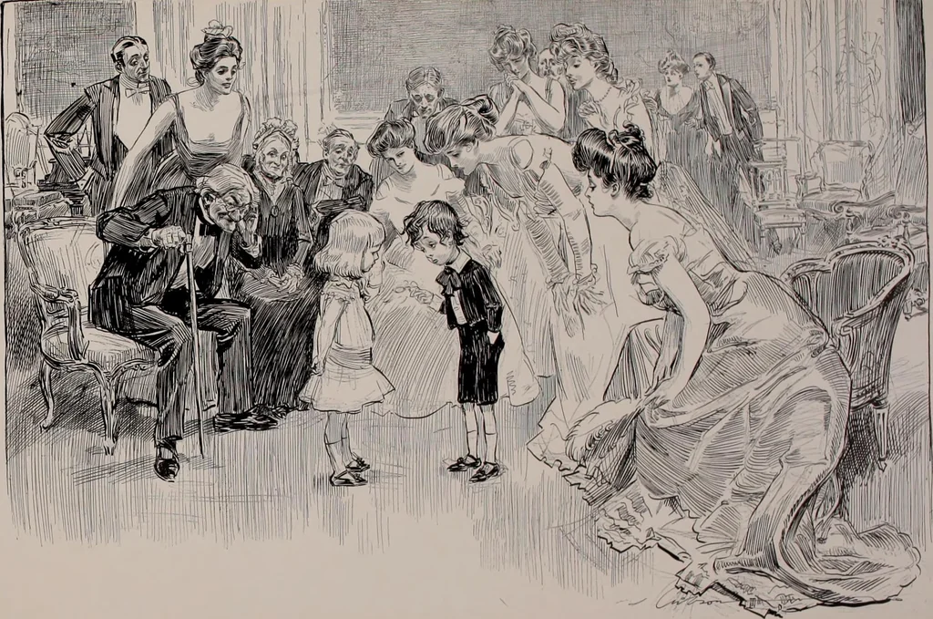 An illustration from Social ladder / drawings by Charles Dana Gibson., 1902, leaf 34
