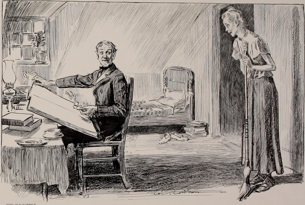 An illustration from Social ladder / drawings by Charles Dana Gibson., 1902, leaf 36
