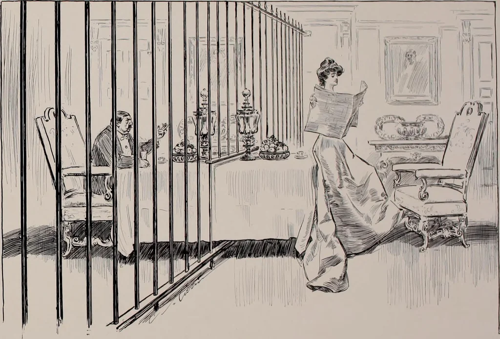 An illustration from Social ladder / drawings by Charles Dana Gibson., 1902, leaf 44