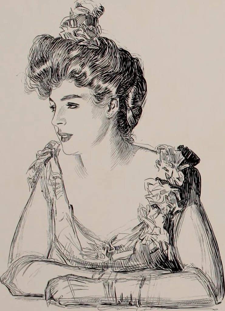 An illustration from Social ladder / drawings by Charles Dana Gibson., 1902, leaf 45