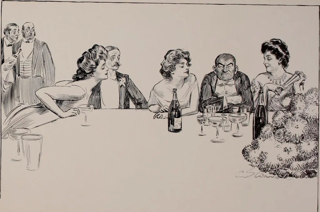 An illustration from Social ladder / drawings by Charles Dana Gibson., 1902, leaf 46