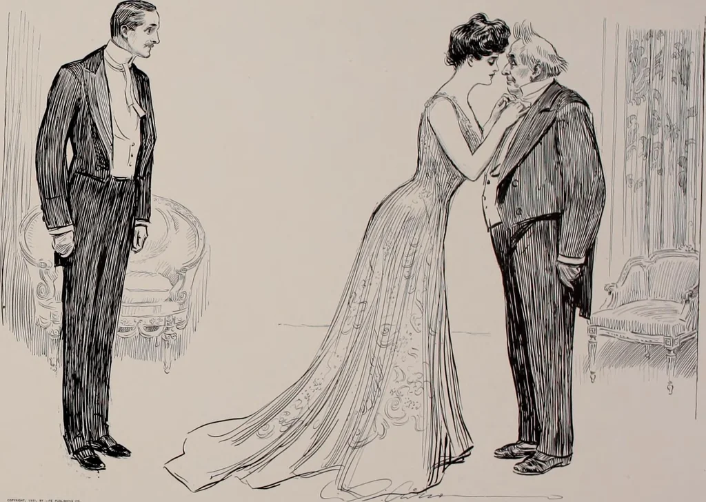 An illustration from Social ladder / drawings by Charles Dana Gibson., 1902, leaf 48
