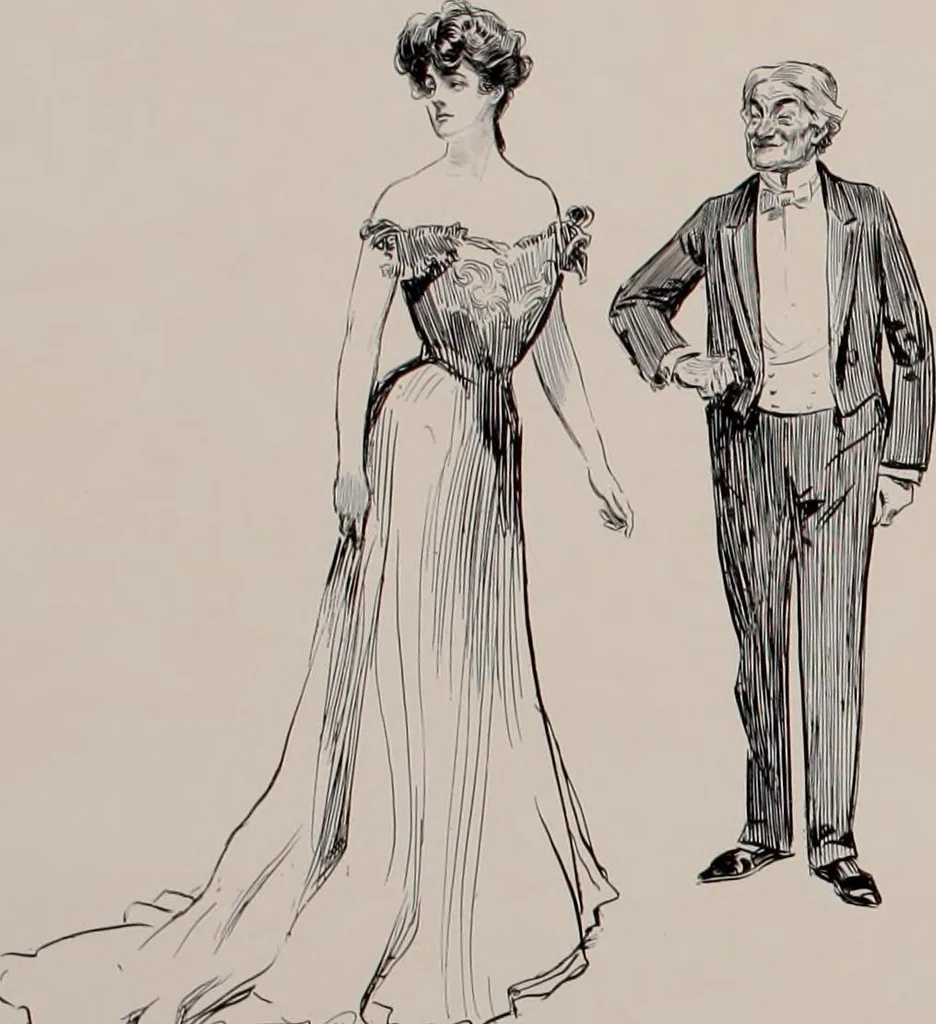 An illustration from Social ladder / drawings by Charles Dana Gibson., 1902, leaf 51