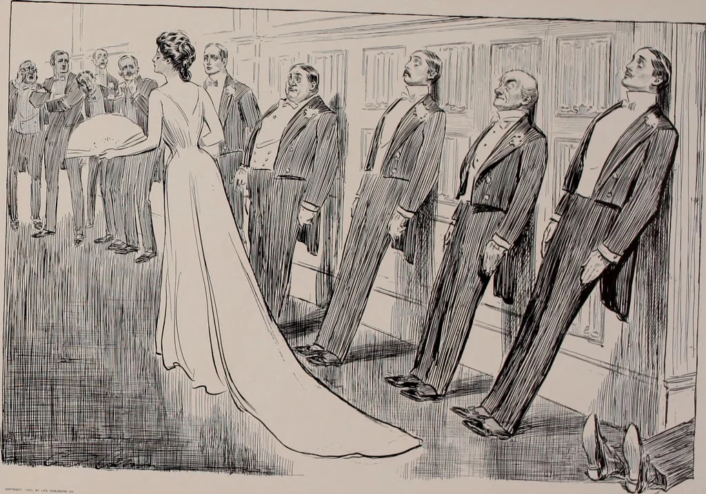 An illustration from Social ladder / drawings by Charles Dana Gibson., 1902, leaf 54