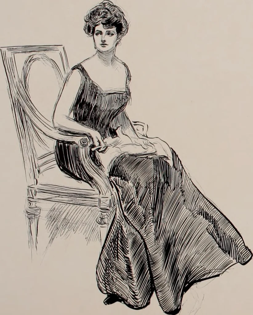 An illustration from Social ladder / drawings by Charles Dana Gibson., 1902, leaf 57