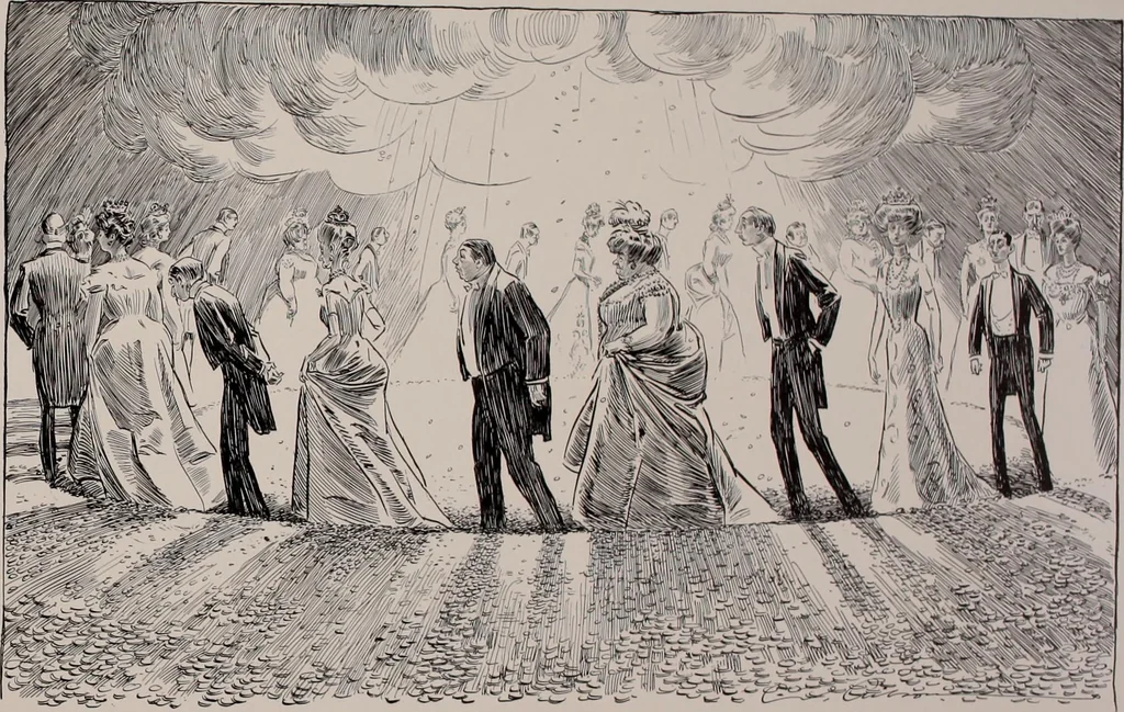 An illustration from Social ladder / drawings by Charles Dana Gibson., 1902, leaf 58