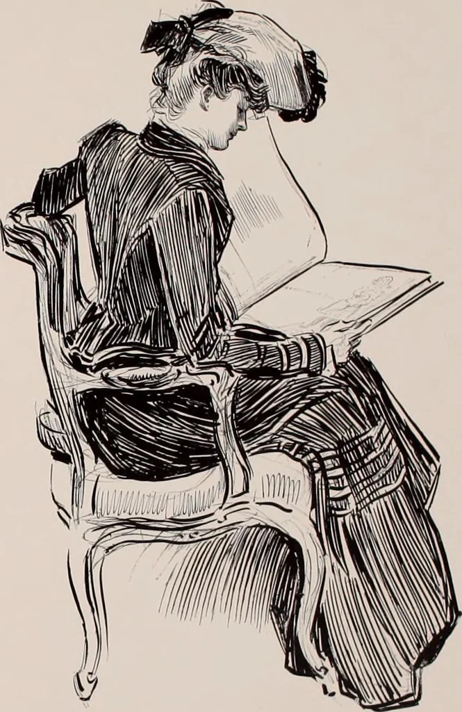 An illustration from Social ladder / drawings by Charles Dana Gibson., 1902, leaf 6
